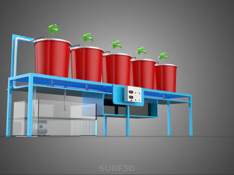 IOT AUTO RECIRCULATING DUTCH BUCKET HYDROPONIC AEROPONIC SYSTEM 3D Model
