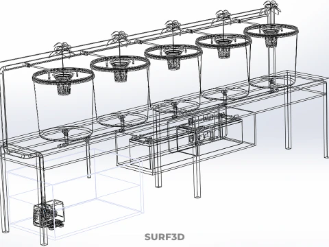 IOT AUTO RECIRCULATING DUTCH BUCKET HYDROPONIC AEROPONIC SYSTEM 3D Model