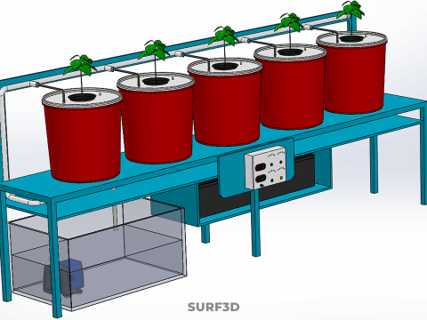 IOT 자동 재순환 더치 버킷 수경재배 시스템 3D 모델