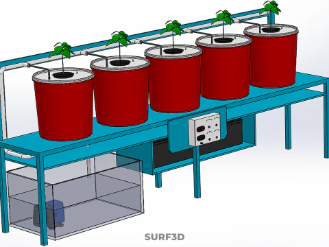 IOT AUTO RECIRCULATING DUTCH BUCKET HYDROPONIC AEROPONIC SYSTEM 3D Model