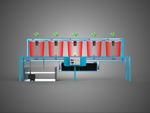 आईओटी नियंत्रित हाइड्रोपोनिक जल पोषक तत्व वितरण डच बाल्टी 3D मॉडल