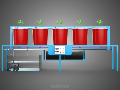 物联网控制水培水营养输送荷兰桶 3D 模型