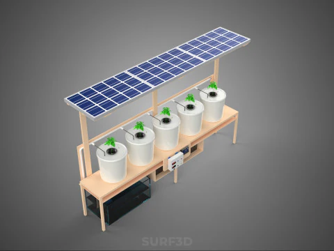 IOT SOLAR PANEL HYDROPONIC AEROPONIC PLANT DUTCH BUCKET SYSTEM 3D Model