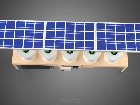 IOT SOLAR PANEL HYDROPONIC AEROPONIC PLANT DUTCH BUCKET SYSTEM 3D Model
