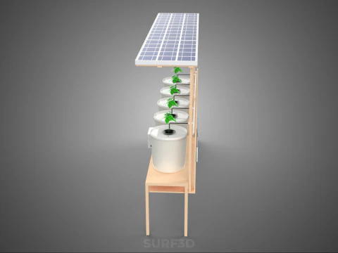 IOT SOLAR PANEL HYDROPONIC AEROPONIC PLANT DUTCH BUCKET SYSTEM 3D Model