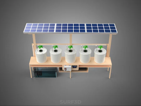 IOT SOLAR PANEL HYDROPONIC AEROPONIC PLANT DUTCH BUCKET SYSTEM 3D Model