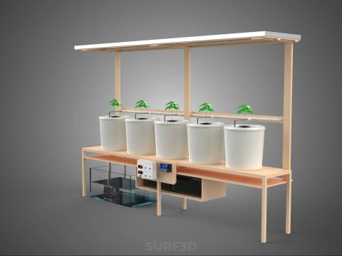 IOT SOLAR PANEL HYDROPONIC AEROPONIC PLANT DUTCH BUCKET SYSTEM 3D Model