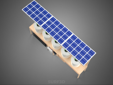 IOT СОНЯЧНІ ПАНЕЛІ ГІДРОПОНІЧНА АЕРОПОННА УСТАНОВКА ГОЛЛАНДСЬКА КОВШОВА СИСТЕМА 3D Модель
