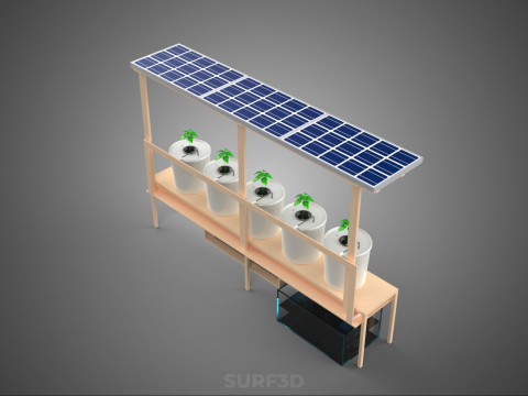 IOT СОНЯЧНІ ПАНЕЛІ ГІДРОПОНІЧНА АЕРОПОННА УСТАНОВКА ГОЛЛАНДСЬКА КОВШОВА СИСТЕМА 3D Модель