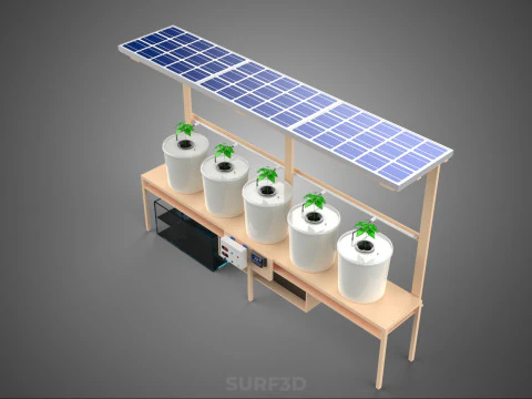 IOT SOLAR PANEL HYDROPONIC AEROPONIC PLANT DUTCH BUCKET SYSTEM 3D Model