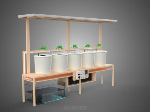 IOT SOLAR PANEL HYDROPONIC AEROPONIC PLANT DUTCH BUCKET SYSTEM 3D Model