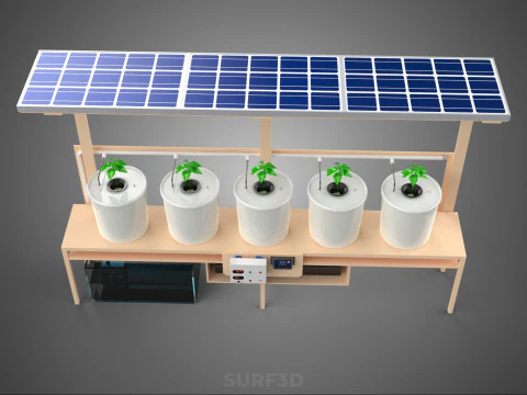 IOT SOLAR PANEL HYDROPONIC AEROPONIC PLANT DUTCH BUCKET SYSTEM 3D Model