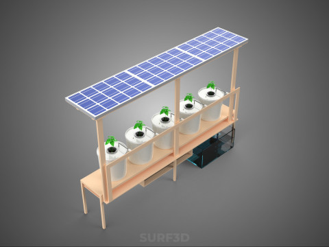 IOT СОНЯЧНІ ПАНЕЛІ ГІДРОПОНІЧНА АЕРОПОННА УСТАНОВКА ГОЛЛАНДСЬКА КОВШОВА СИСТЕМА 3D Модель