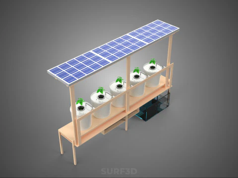 IOT SOLAR PANEL HYDROPONIC AEROPONIC PLANT DUTCH BUCKET SYSTEM 3D Model