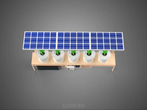 IOT SOLAR PANEL HYDROPONIC AEROPONIC PLANT DUTCH BUCKET SYSTEM 3D Model