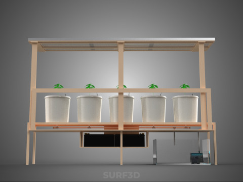 IOT СОНЯЧНІ ПАНЕЛІ ГІДРОПОНІЧНА АЕРОПОННА УСТАНОВКА ГОЛЛАНДСЬКА КОВШОВА СИСТЕМА 3D Модель