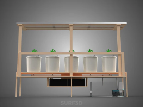 IOT SOLAR PANEL HYDROPONIC AEROPONIC PLANT DUTCH BUCKET SYSTEM 3D Model