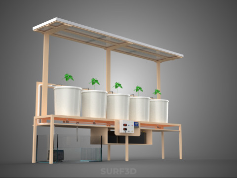 IOT СОНЯЧНІ ПАНЕЛІ ГІДРОПОНІЧНА АЕРОПОННА УСТАНОВКА ГОЛЛАНДСЬКА КОВШОВА СИСТЕМА 3D Модель