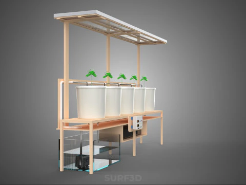 IOT SOLAR PANEL HYDROPONIC AEROPONIC PLANT DUTCH BUCKET SYSTEM 3D Model