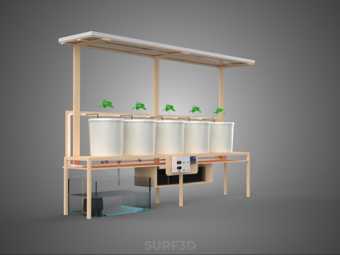 IOT СОНЯЧНІ ПАНЕЛІ ГІДРОПОНІЧНА АЕРОПОННА УСТАНОВКА ГОЛЛАНДСЬКА КОВШОВА СИСТЕМА 3D Модель