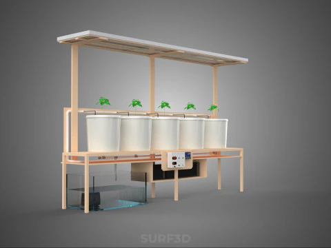 IOT SOLAR PANEL HYDROPONIC AEROPONIC PLANT DUTCH BUCKET SYSTEM 3D Model