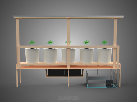 IOT СОНЯЧНІ ПАНЕЛІ ГІДРОПОНІЧНА АЕРОПОННА УСТАНОВКА ГОЛЛАНДСЬКА КОВШОВА СИСТЕМА 3D Модель