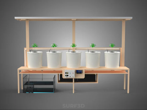 IOT SOLAR PANEL HYDROPONIC AEROPONIC PLANT DUTCH BUCKET SYSTEM 3D Model