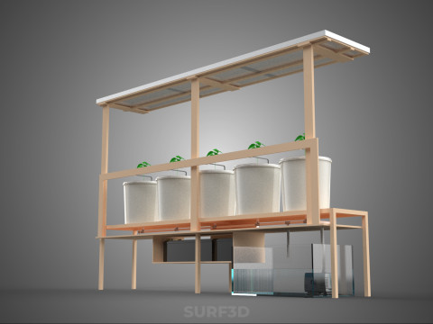 IOT СОНЯЧНІ ПАНЕЛІ ГІДРОПОНІЧНА АЕРОПОННА УСТАНОВКА ГОЛЛАНДСЬКА КОВШОВА СИСТЕМА 3D Модель