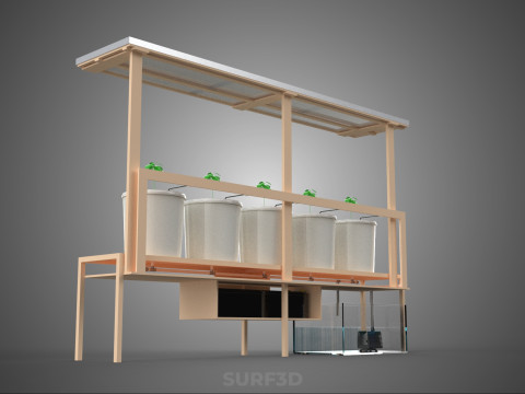 IOT СОНЯЧНІ ПАНЕЛІ ГІДРОПОНІЧНА АЕРОПОННА УСТАНОВКА ГОЛЛАНДСЬКА КОВШОВА СИСТЕМА 3D Модель