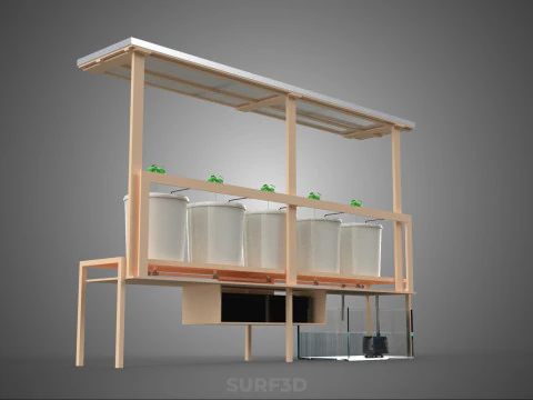 IOT SOLAR PANEL HYDROPONIC AEROPONIC PLANT DUTCH BUCKET SYSTEM 3D Model