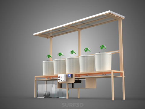 IOT СОНЯЧНІ ПАНЕЛІ ГІДРОПОНІЧНА АЕРОПОННА УСТАНОВКА ГОЛЛАНДСЬКА КОВШОВА СИСТЕМА 3D Модель