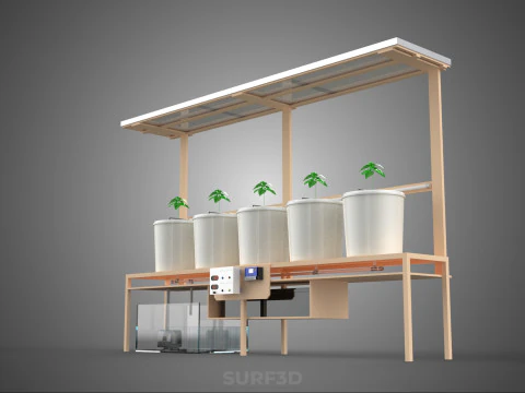 IOT SOLAR PANEL HYDROPONIC AEROPONIC PLANT DUTCH BUCKET SYSTEM 3D Model