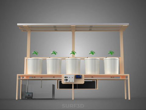IOT SOLAR PANEL HYDROPONIC AEROPONIC PLANT DUTCH BUCKET SYSTEM 3D Model