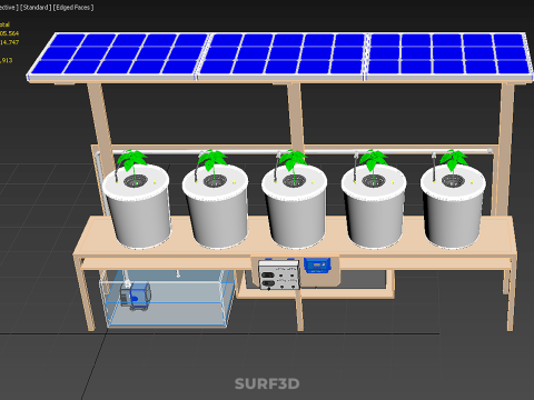 IOT СОНЯЧНІ ПАНЕЛІ ГІДРОПОНІЧНА АЕРОПОННА УСТАНОВКА ГОЛЛАНДСЬКА КОВШОВА СИСТЕМА 3D Модель