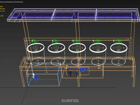 IOT SOLAR PANEL HYDROPONIC AEROPONIC PLANT DUTCH BUCKET SYSTEM 3D Model