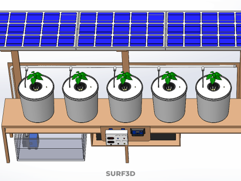 IOT СОНЯЧНІ ПАНЕЛІ ГІДРОПОНІЧНА АЕРОПОННА УСТАНОВКА ГОЛЛАНДСЬКА КОВШОВА СИСТЕМА 3D Модель