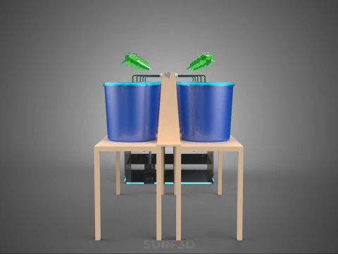 10ポットバトー方式ダッチバケットシステム ハイドロカルチャープラントステーション 3Dモデル