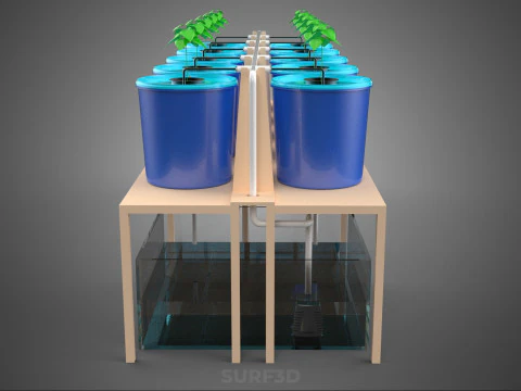 10ポットバトー方式ダッチバケットシステム ハイドロカルチャープラントステーション 3Dモデル