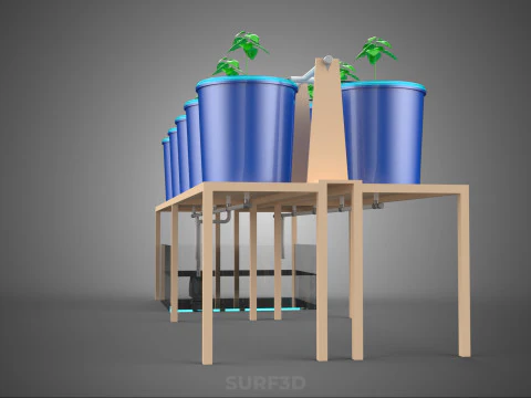 10ポットバトー方式ダッチバケットシステム ハイドロカルチャープラントステーション 3Dモデル