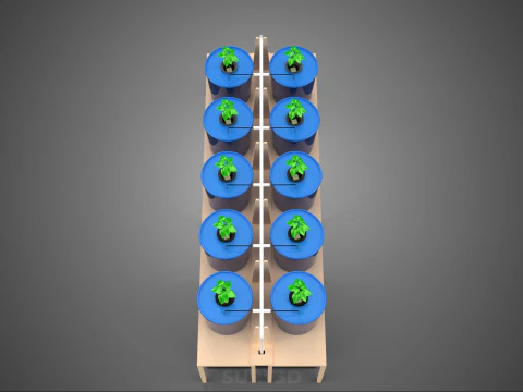 DIY GREENHOUSE BATO DUTCH BUCKET HYDROPONIC SYSTEM PLANT ARRAY 3D Model