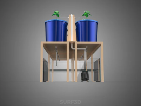DIY GREENHOUSE BATO DUTCH BUCKET HYDROPONIC SYSTEM PLANT ARRAY 3D Model