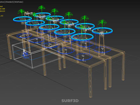 DIY GREENHOUSE BATO DUTCH BUCKET HYDROPONIC SYSTEM PLANT ARRAY 3D Model