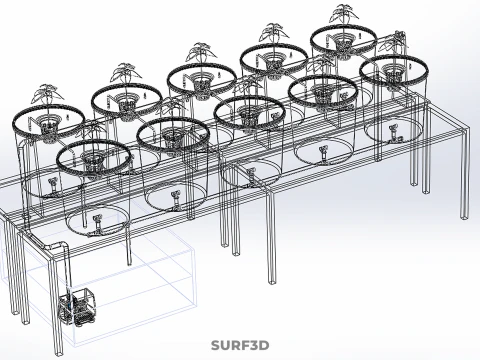 DIY GREENHOUSE BATO DUTCH BUCKET HYDROPONIC SYSTEM PLANT ARRAY 3D Model