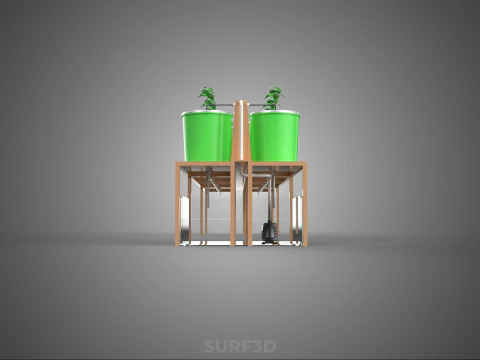 DIY DUTCH BUCKET HYDROPONIC SYSTEM SETUP GREENHOUSE BATO GARDEN 3D Model