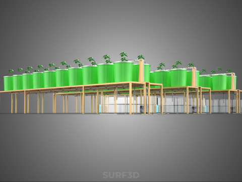 LAYOUT PARALLEL ARRAY ROW SISTEM HIDROPONIK BUCKET BELANDA INDOOR Model 3D