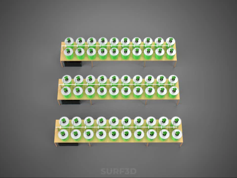 BATO DUTCH BUCKET HYDROPONIC SYSTEM POT FARM ARRANGEMENT STATION 3D Model