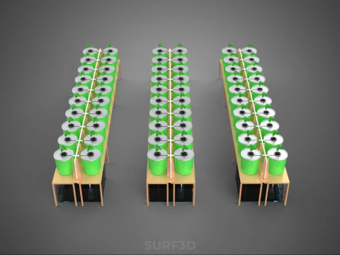 BATO DUTCH BUCKET HYDROPONIC SYSTEM POT FARM ARRANGEMENT STATION 3D Model