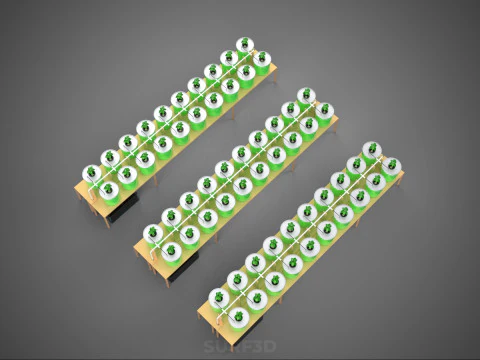 BATO DUTCH BUCKET HYDROPONIC SYSTEM POT FARM ARRANGEMENT STATION 3D Model