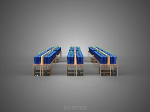 LARGE SCALE DUTCH BUCKET HYDROPONIC SYSTEM INDUSTRIAL FARM PLANT 3D Model
