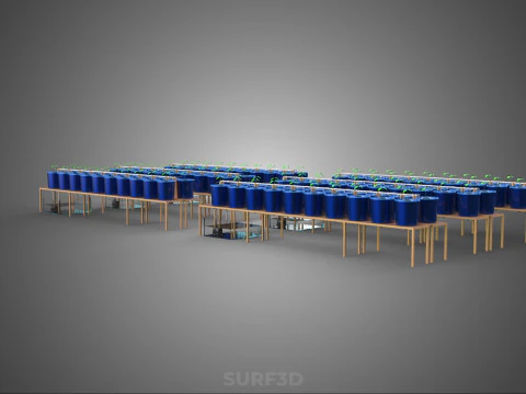 DUTCH BUCKET HYDROPONIC AEROPONIC BATO SEEDLING TREE STEM PLANT 3D Model